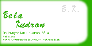 bela kudron business card